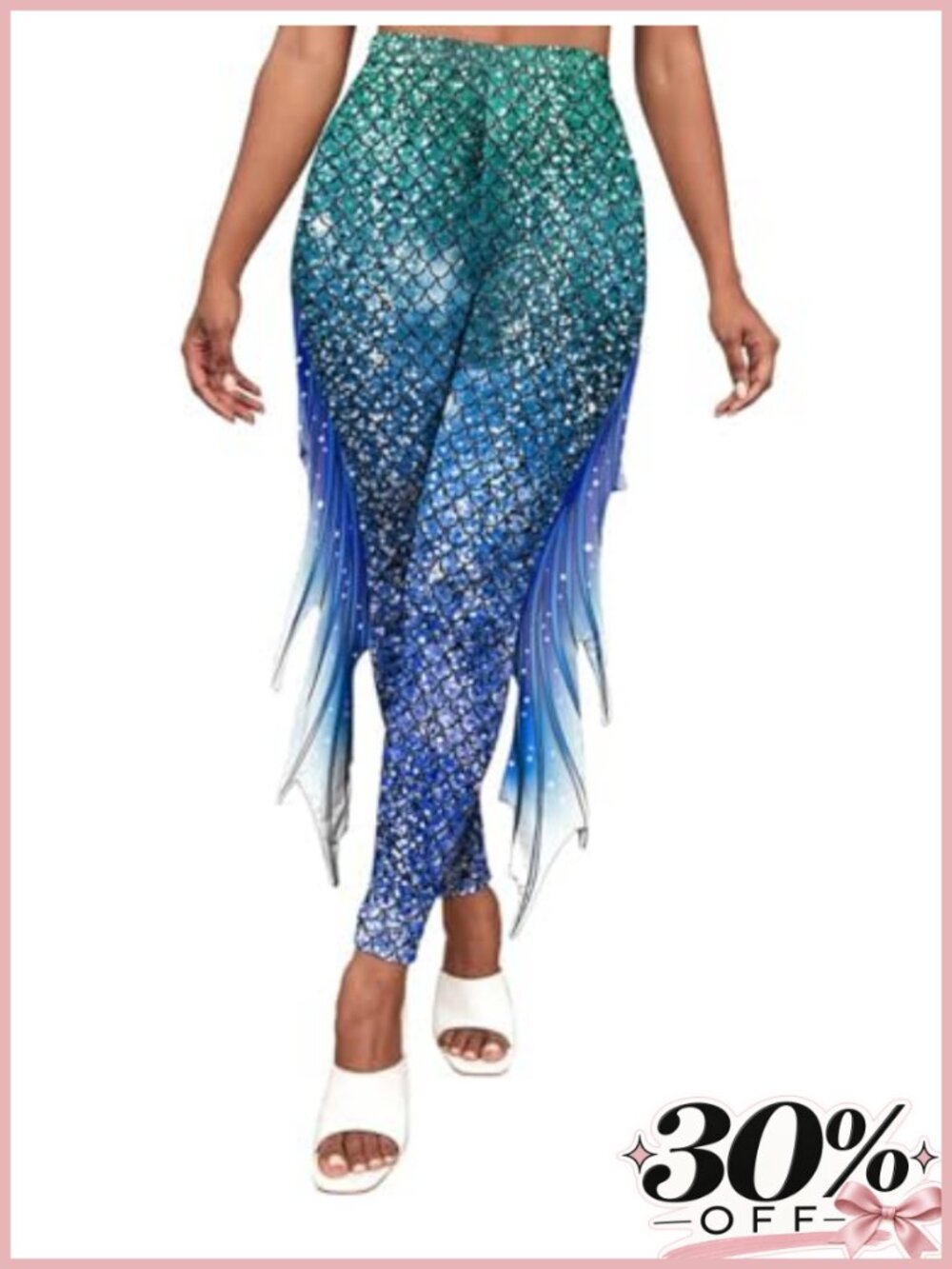 Mermaid Yoga Leggings High Waisted Skinny Stretch Women Plus Size